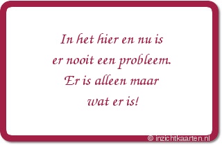 In het hier en nu is er nooit een probleem. Er is alleen maar wat er is!